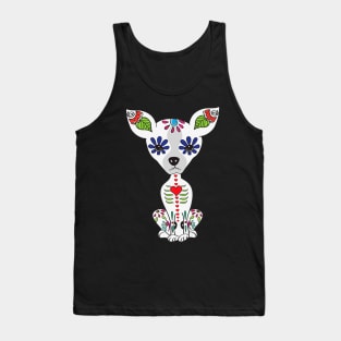 Chihuahua Skull Floral Skeleton Tank Top